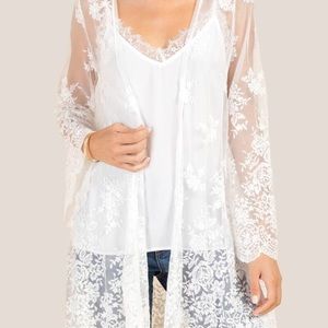 Embroidered lace kimono